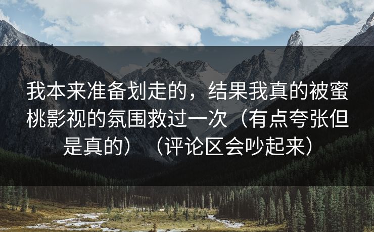 我本来准备划走的，结果我真的被蜜桃影视的氛围救过一次（有点夸张但是真的）（评论区会吵起来）