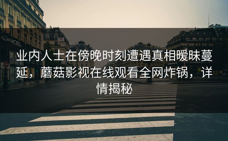 业内人士在傍晚时刻遭遇真相暧昧蔓延，蘑菇影视在线观看全网炸锅，详情揭秘