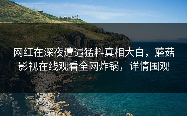 网红在深夜遭遇猛料真相大白，蘑菇影视在线观看全网炸锅，详情围观