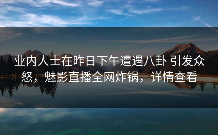 业内人士在昨日下午遭遇八卦 引发众怒，魅影直播全网炸锅，详情查看